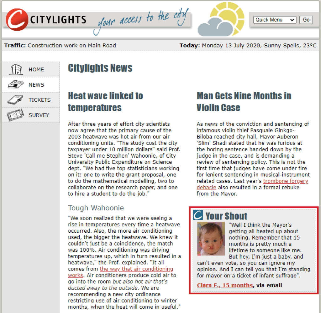A screenshot of a web page showing